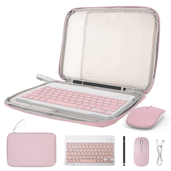Universal Sleeve Bag Case For 10" Tablet With USB Keyboard, Mouse set,Pink