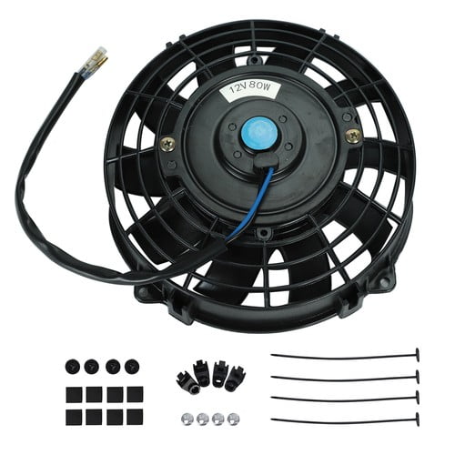 Universal Slim Fan 6" 7" 10" 12" 14" 16" Pull-in Engine Electric Radiator Cooling Fan Mount Kit Temperature Thermostat Switch Radiator Control Probe Kit