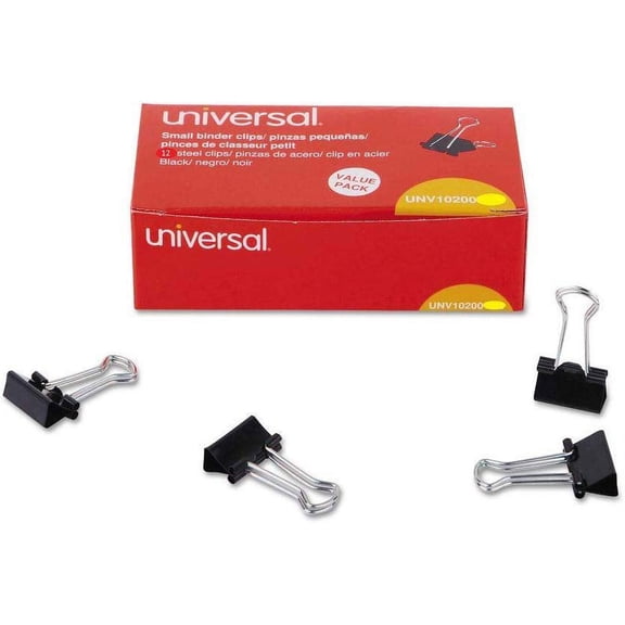 Universal Small Binder Clips Steel Wire 3/8" Capacity 3/4" Wide Black/Silver