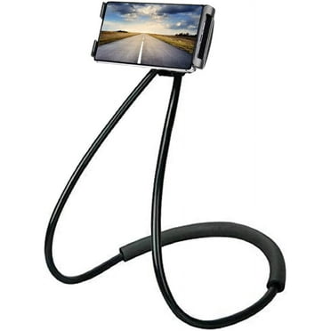Universal Smart Mobile Phone Stand,Hanging on Neck Cell Phone Mount Holder, Flexible Lazy Bracket DIY Free Rotating for Multiple Functions (Black)