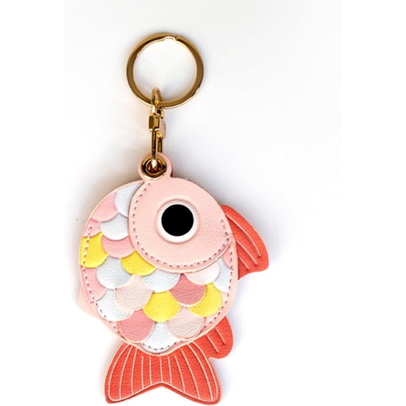 Universal Smart Tag Holder, Fits for tile Mate, Airtag, Key Fob And More, Cute Faux Leather Fish Air Tracker Case