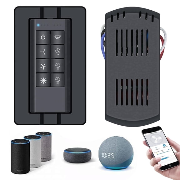 COREBAY Universal Smart WiFi Ceiling Fan Remote Control Kit, 3 Speed Control with Dimmer, Compatible with Alexa, Google Assistant and Smart Life App, 2-8h Timming