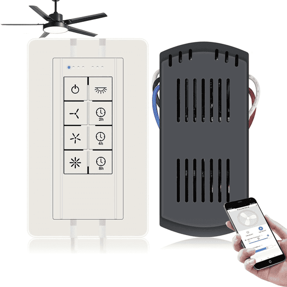 Universal Smart WiFi Ceiling Fan Remote Control Kit, 3 Speed Fan Control with Light Dimmer, Compatible with Alexa Google Assistant and Smart Life App, White