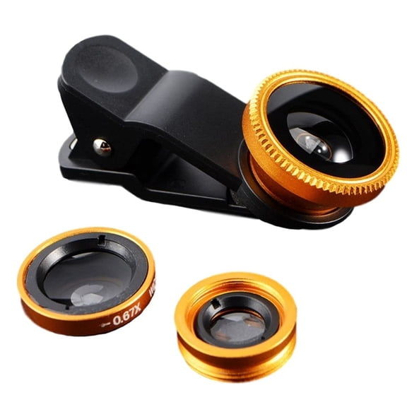 Universal Smartphone Camera Adapter Phone Camera Lens, 3 in 1 Phone Lens 180° Fisheye Lens,10X Macro Lens, 0.65X Wide Angle Lens,Cell Phone Lens Camera Lens Kits