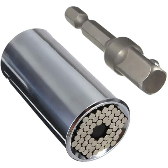Universal Socket, (7Mm-19Mm) Universal Ratchet Repair Tool With 3/8 Hex Extension Shank Wrench Adapter Drill Multifunctional Hand Tool Wrench Adapter Drill Tool