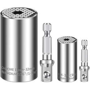 Universal Socket Set (11-32mm 7-19mm) Super Socket for Unscrew Any Bolt Multi-Function Universal Wrench Tool Kit with Power Drill Adapters Gifts for Men, Father/Dad, Husband, DIY Handyman 4PCS
