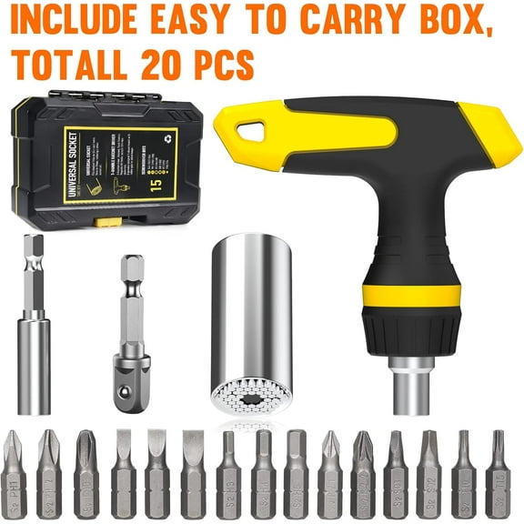 Universal Socket Tool Gift for Men with Drill Adapter, Stocking Stuffers for Christmas