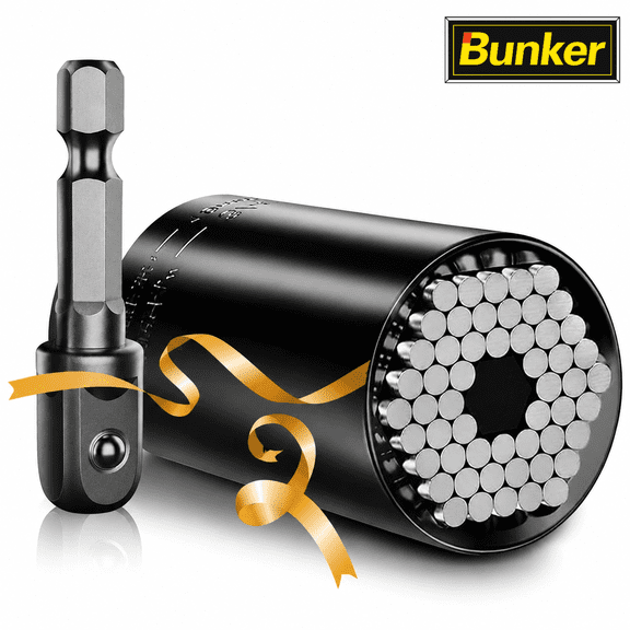 Universal Socket Tool Set Gift for Men, Self Adjusting Socket Wrench 7-19mm with Drill Adapter, Chrome Vanadium Steel Grip Socket, Cool Tool Gifts for Dad, Husband, Father, DIY Lovers