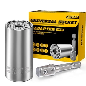 Universal Socket Tool, Super Socket Metric 9-27mm Multi-Function Ratchet Wrench with Power Drill Adapter, Standard 3/8'' - 1-1/16'' Socket Set for Christmas Gifts Father Men DIY Handyman