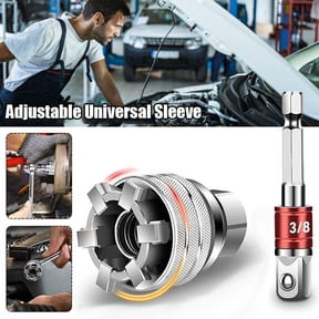 Universal Socket Wrench, Adjustable Multi-Function Socket with 3/8" Drive Adapter, Universal Fit Tool for Power Drill Ratchet Automotive Home Repair