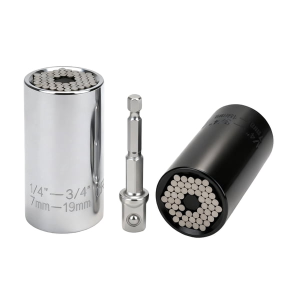 Universal Socket Wrench, Autogrip Adjustable Socket 7-19mm with Drill Adapter, Multi-Purpose Hand Repair Tool for DIY Maintenance