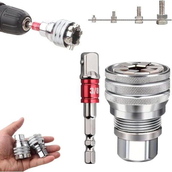 Universal Socket Wrench Multi Function Tool, Self Adjusting Adjustable Socket Fits Multiple Sizes, Universal Socket Adapter for Ratchet Wrench and Power Drill, Hand Repair Tool Home Auto Maintenance