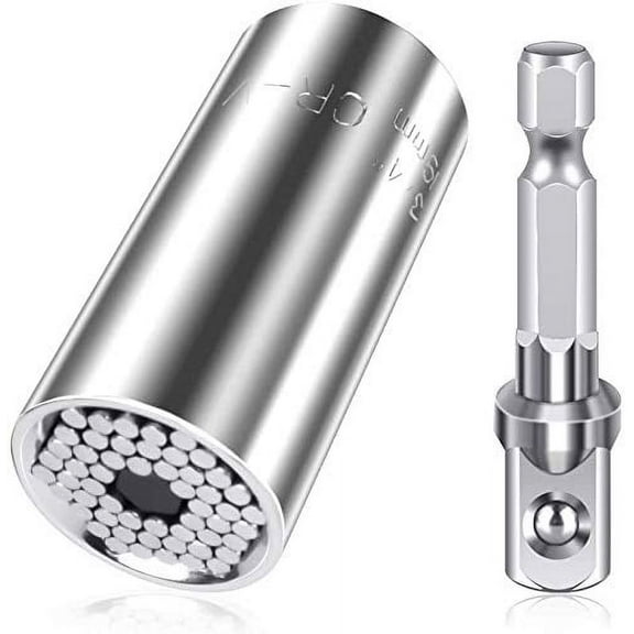 Universal Socket Wrench Set, Magical Grip Socket Set Fits Standard 1/4'' - 3/4'' Metric 7mm-19mm with Multi-Function Ratchet Wrench Power Drill Adapter