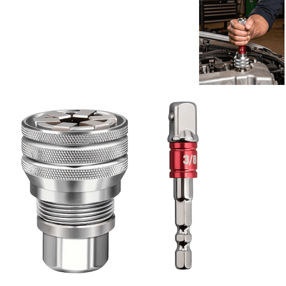 Universal Socket Wrench Set, Self Adjusting Multi Function Socket Tool, Heavy Duty Grip for Damaged Rusted Bolts Nuts, 10mm to 19mm Repair Tool for Home Garage Workshop Mechanics (A)