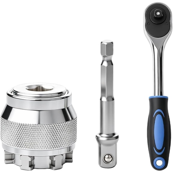 Universal Socket Wrench Tool: Adjustable Multi Function Socket Adapter with 3/8" Drive - Fits Damaged Nuts & Bolts