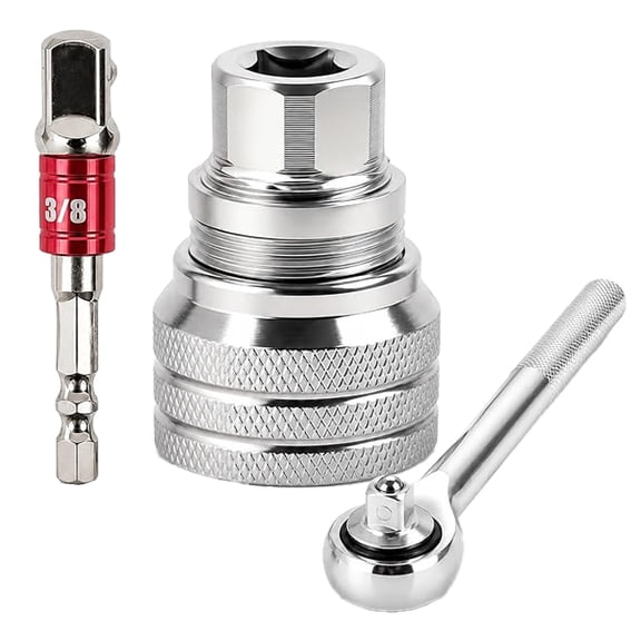 Universal Socket Wrench Tool with 3/8 Inch Drive Adapter, 10-19mm Self Adjusting Multi-Function Grip Head Set for Auto Repair and DIY (K)