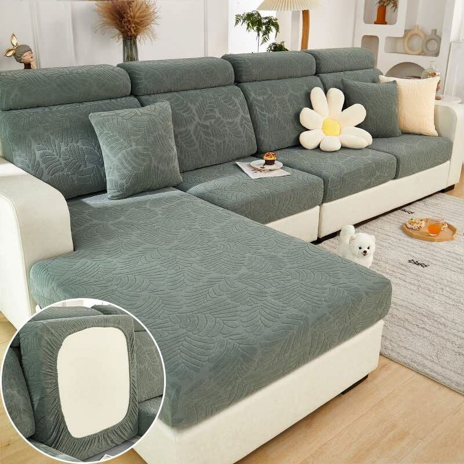 Thick Jacquard Leaf Pattern Sofa Cushion Seat Cover in 2023