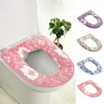 thumbnail image 1 of Universal Soft Coral Velvet Toilet Seat Cover & Cushion with Adhesive Buckle, Large Flower Design, Warm & Washable, 4 Pack, 12-inch, 1 of 3