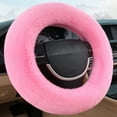 thumbnail image 1 of Universal Soft Furry Steering Wheel Cover, Non-Slip Grip & Warm Winter Car Accessory, Fits for Interior Decor(Pink), 1 of 9