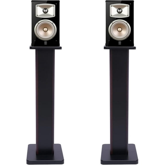 Universal Speaker Stand Pair, H28in Bookshelf Speaker Stands Holder Floor Standing for Surround Sound Studio Monitors Up to 33lbs, for Home Theater Living Room, Dark Brown