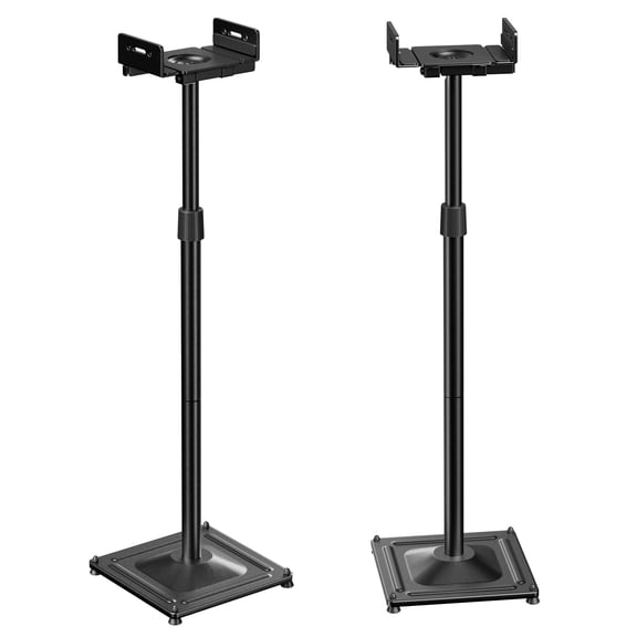 Universal Speaker Stands for Surround Sound -Height Adjustable Extend 33.3”to 45.1”, Floor Speaker Stand for Satellite & Studio & Bookshelf Speakers up to 11LBS,1 Pair Black.