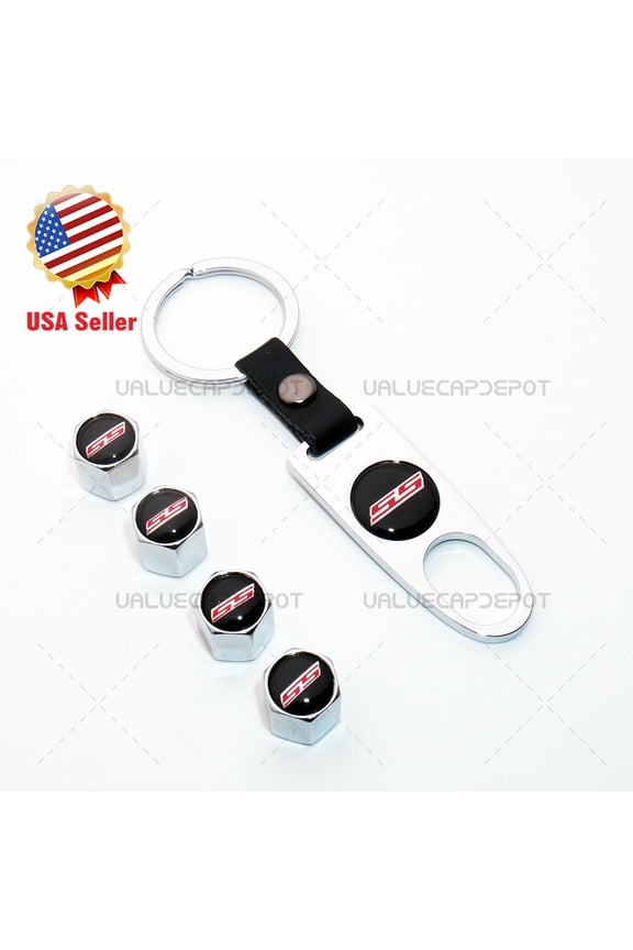Universal Sport Car Wheel Tire Valve Dust Stem Air Cap Keychain SS Logo Emblem