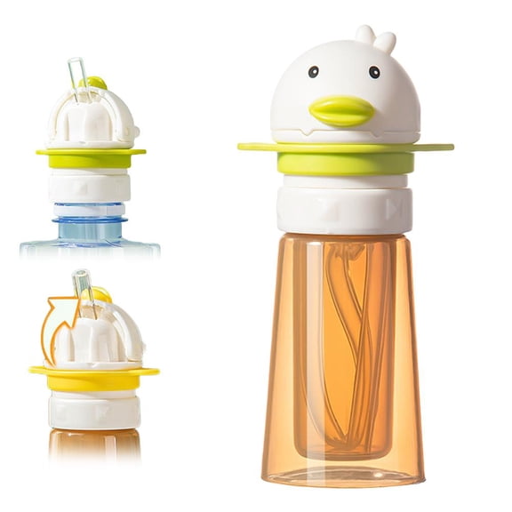 Universal Spout Lid Adapter for Water Bottles, Leak Proof Conversion with Soft Silicone Straw for On-the-Go Hydration, Reusable Top Fits Standard Plastic Soda & Juice Bottles for Kids and Adults