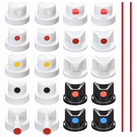 Universal Spraying Can Nozzle Kit for Montana/ - 20 Assorted Caps & Tips - Graffiti, Auto Repair, DIY Projects,20 x assorted nozzles 2 x Tube
