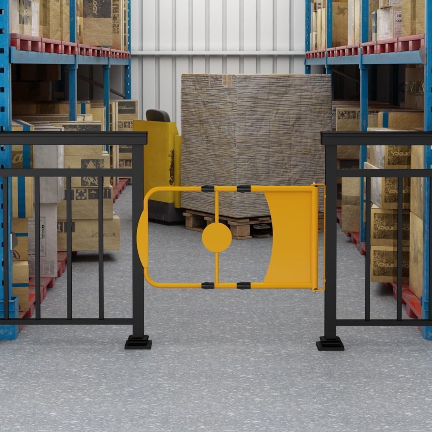 Universal Spring-Loaded Safety Swing Gate, Steel Self-Closing Safety Gate for Square / Round Post Mount, 24" to 40" W Adjustable Opening, Yellow