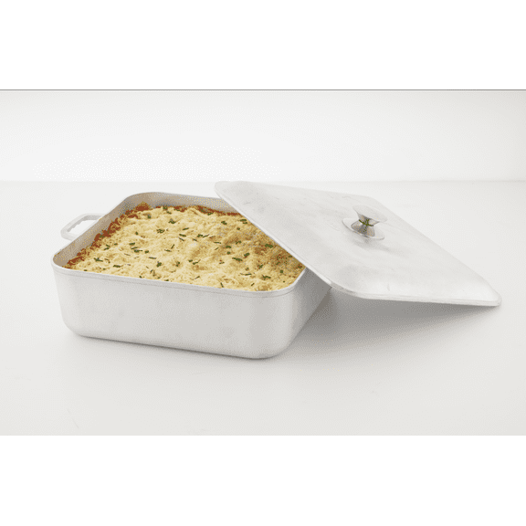 Universal Square Caldero 12 Qt 30 Servings Aluminum Dutch Oven Pot with Lid, Even Heat Distributio Multipurpose Cooking Pot for Rice, Soups, Catering, Restaurants, and Family