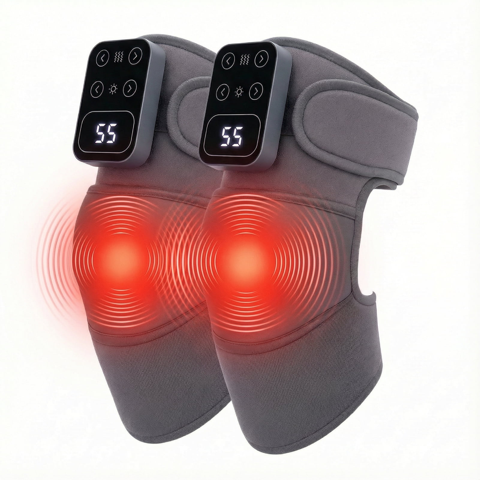 Cordless Heated Knee Massager with Vibration, 5 Heat Levels & 3 Massage Modes, Electric Knee Brace with Massage for Men Women