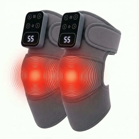 Cordless Heated Knee Massager with Vibration, 5 Heat Levels & 3 Massage Modes, Electric Knee Brace with Massage for Men Women