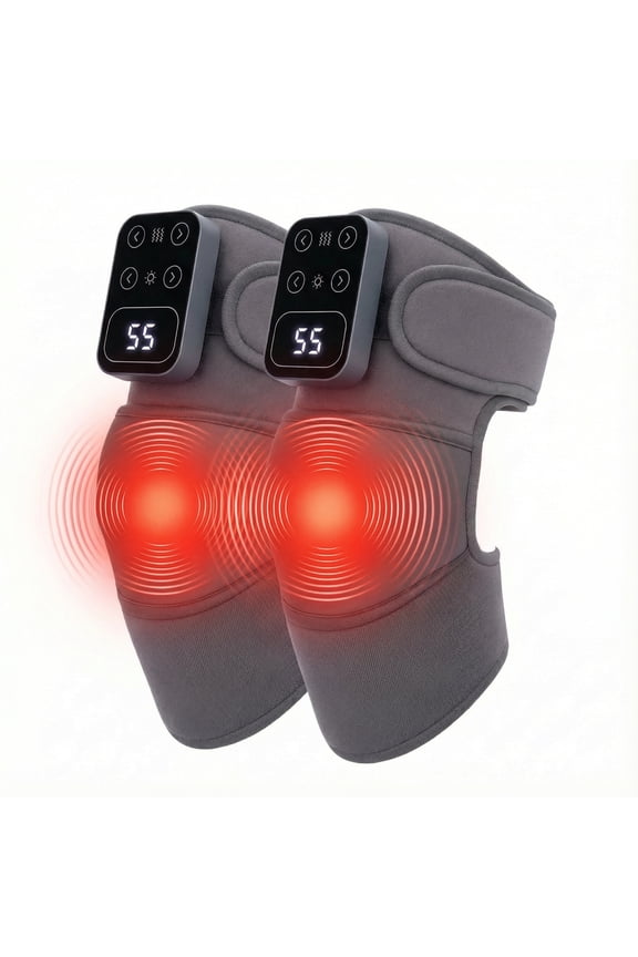 Cordless Heated Knee Massager with Vibration, 5 Heat Levels & 3 Massage Modes, Electric Knee Brace with Massage for Men Women