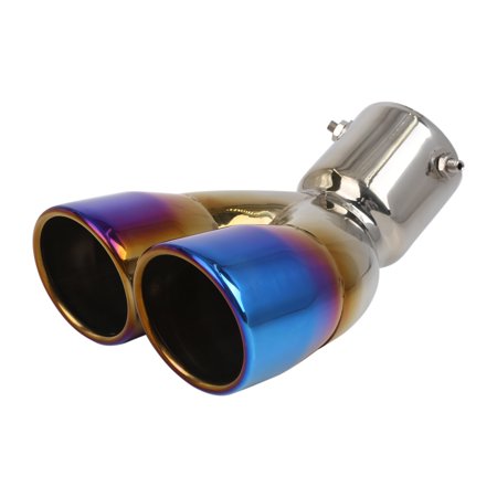 Universal Stainless Steel Car Exhaust Muffler Pipe 2.83 Inch Inlet 2.52 Inch Outlet Blue Burnt