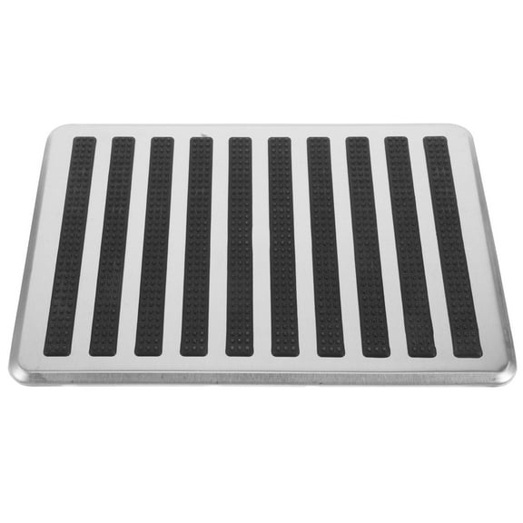 Universal Stainless Steel Car Footrest Pedal Mat Anti-Slip Heel Plate Driver's Side Foot Pedal Mat for Car and Truck Interior