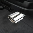 thumbnail image 1 of Universal Stainless Steel Exhaust Tip Tailpipe Cover, 5.1x3.5 Inch Decorative Muffler Tip for Car Modification, Easy Install No Tools, Anti-Rust, Blue 2.5" Inlet Silver, 1 of 6