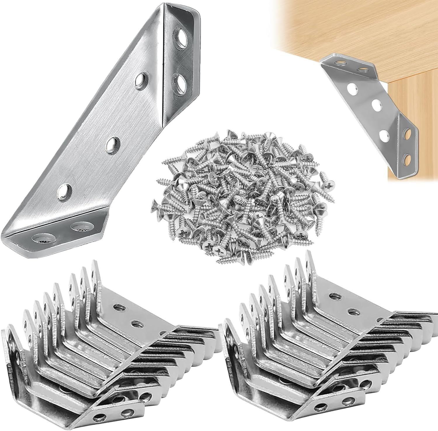 Universal Stainless Steel Furniture Corner Connector, Angle Fasten