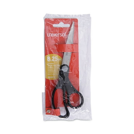 Universal Stainless Steel Office Scissors, 8.5" Long, 3.75" Cut Length, Black Offset Handle