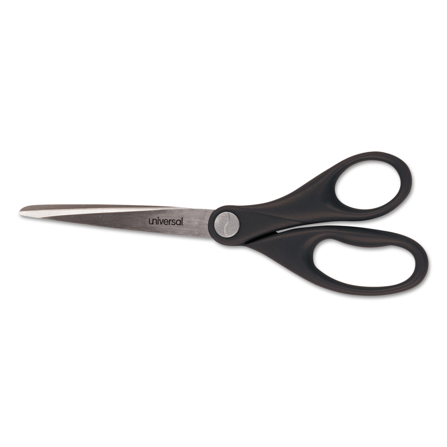 Stainless Steel Office Scissors, Pointed Tip, 7 Long, 3 Cut Length, Black  Straight Handle - Zerbee