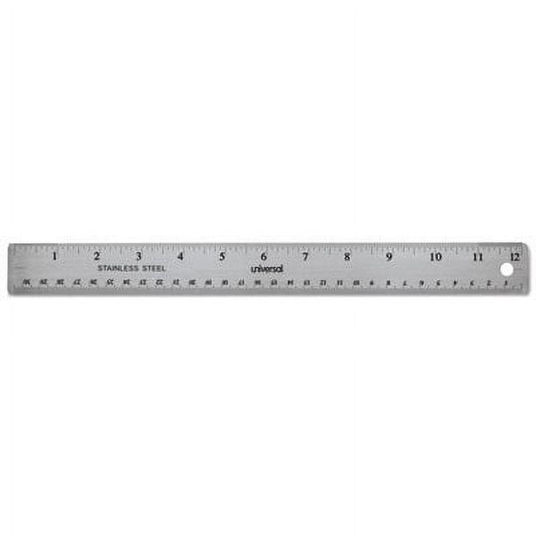 Stainless Steel Ruler with Cork Back and Hanging Hole, Standard/Metric, 12 Stainless Steel Ruler with Cork Back and Hanging Hole, Standard/Metric, 12