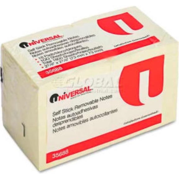 Universal Standard Self-Stick Notes, 3 x 3, Yellow, 18 100-Sheet Pads/Pack