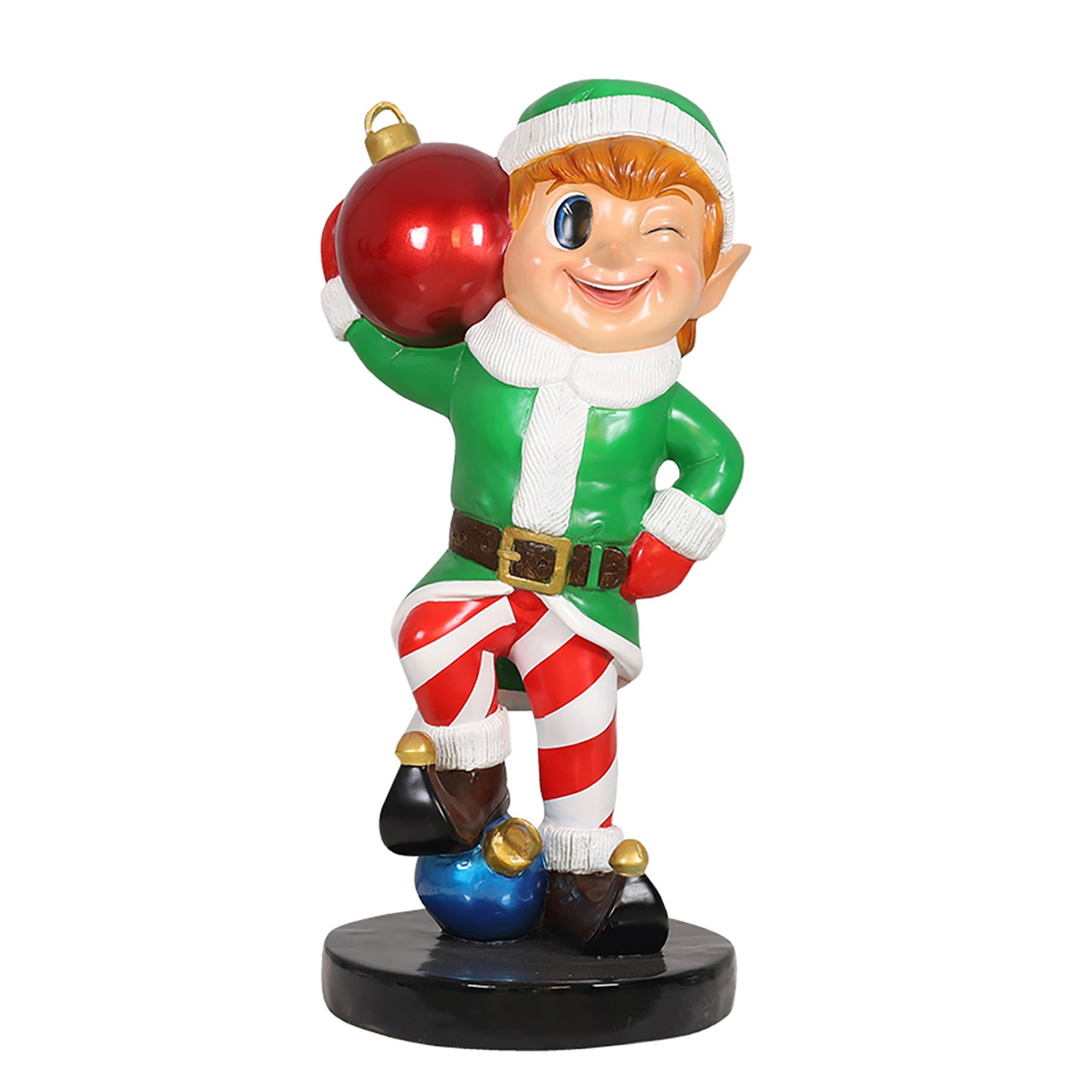 Universal Statues Elf with Ornament Commercial Fiberglass Outdoor Decoration - 37"