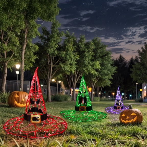 Universal Statues LED Lighted Angry Witch Hat Outdoor Halloween Decoration - 38.25" - Red and Black