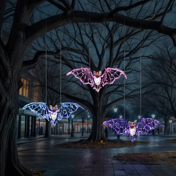 Universal Statues LED Lighted Bat Outdoor Halloween Decoration - 31.5" - Purple