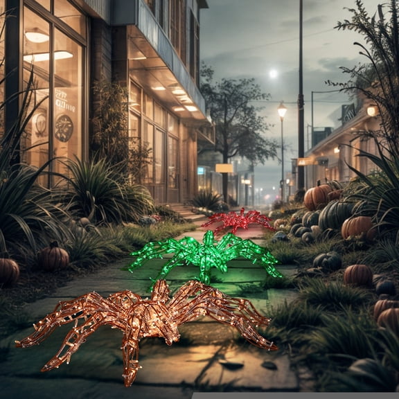 Universal Statues LED Lighted Outdoor Spider Halloween Decoration - 44" - Green