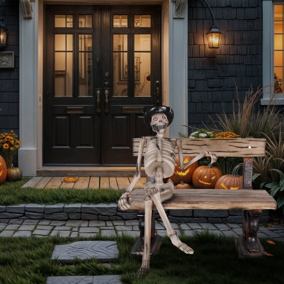 Universal Statues Sitting Skeleton Outdoor Halloween Garden Statue - 61.75"