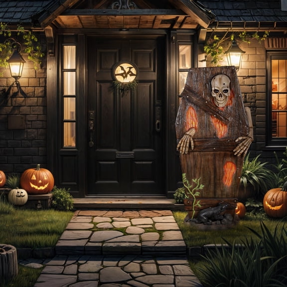 Universal Statues Skeleton in Coffin Outdoor Halloween Garden Statue - 70.75"