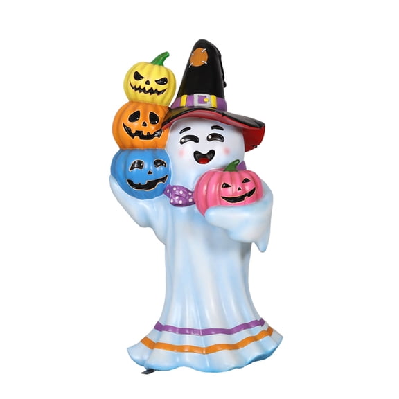 Universal Statues Witch Ghost Holding Pumpkins Outdoor Halloween Statue - 43"