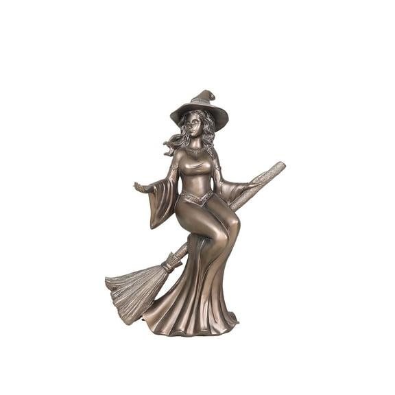 Universal Statues Witch Riding a Broom Outdoor Garden Halloween Statue - 52"