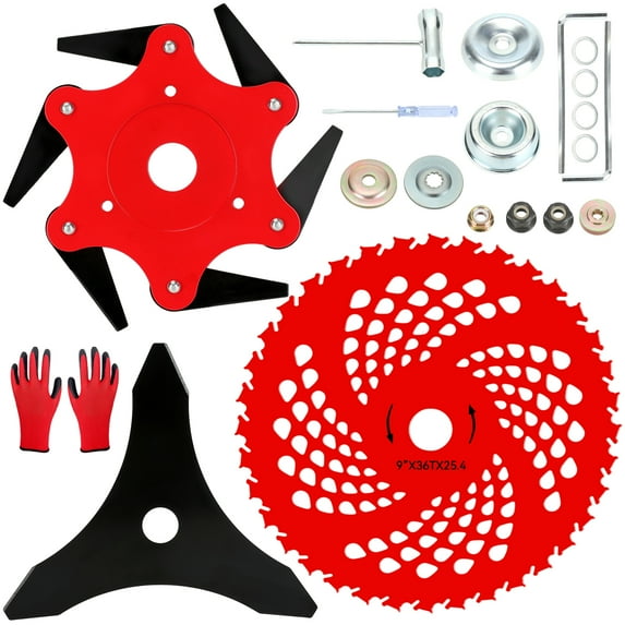Universal Steel Trimmer Head Blade & Adapter Attachment Kit Compatible with Husqva-RNA Sti-hl Ryo-bi 2 & 4 Cycle Gas Brush Cutter String Grass Weed Eater Edger Replacement Parts